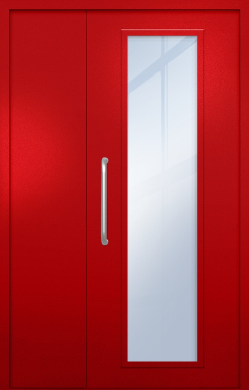 Полуторная техническая дверь с ручкой-скобой и максимальным стеклопакетом, окрас по RAL 3003