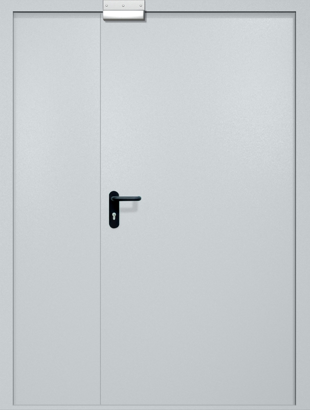 Полуторная противопожарная дверь EI-60 с электромагнитным замком, окрас по RAL