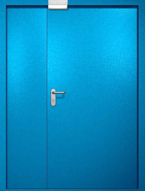 Полуторная противопожарная дверь EI-60 с электромагнитным замком, окрас по RAL 5002 Полуторная противопожарная дверь EI-60 с электромагнитным замком, окрас по RAL 5002