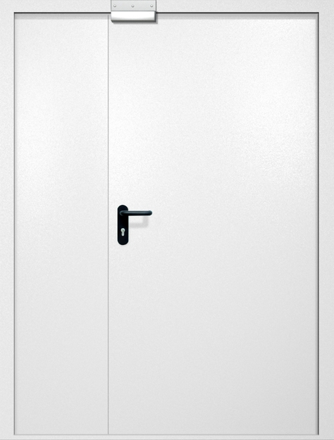 Полуторная противопожарная дверь EI-60 с электромагнитным замком, окрас по RAL 9003 Полуторная противопожарная дверь EI-60 с электромагнитным замком, окрас по RAL 9003