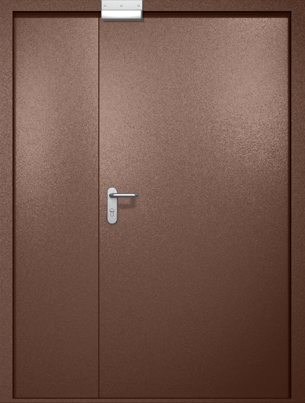 Полуторная противопожарная дверь EI-60 с электромагнитным замком, окрас по RAL 8016 Полуторная противопожарная дверь EI-60 с электромагнитным замком, окрас по RAL 8016