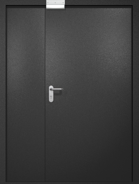 Полуторная противопожарная дверь EI-60 с электромагнитным замком, окрас по RAL 9004 Полуторная противопожарная дверь EI-60 с электромагнитным замком, окрас по RAL 9004