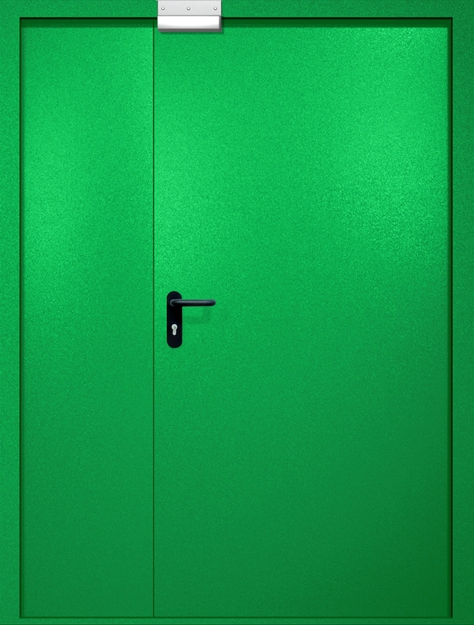 Полуторная противопожарная дверь EI-60 с электромагнитным замком, окрас по RAL 6037