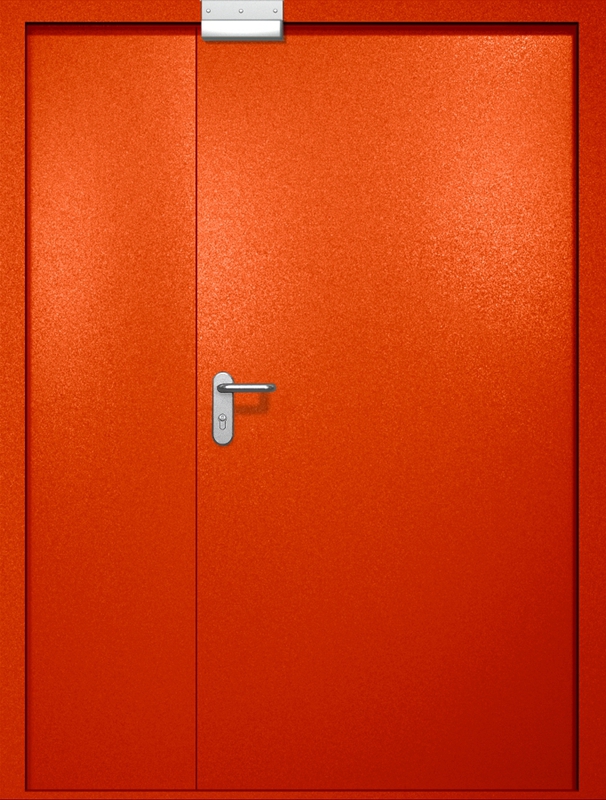 Полуторная противопожарная дверь EI-60 с электромагнитным замком, окрас по RAL 3003