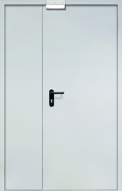 Полуторная противопожарная дверь EI-60 с электромагнитным замком, окрас по RAL Полуторная противопожарная дверь EI-60 с электромагнитным замком, окрас по RAL