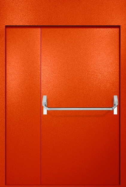 Полуторная противопожарная дверь EI-60 с верхней вставкой и ручкой «Антипаника», окрас по RAL 3003