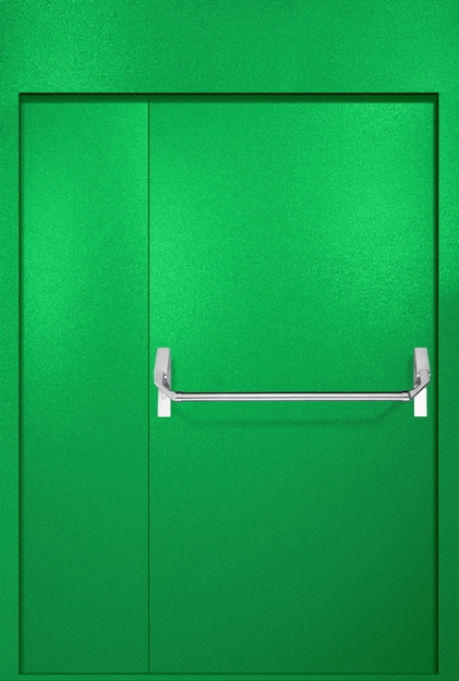 Полуторная противопожарная дверь EI-60 с верхней вставкой и ручкой «Антипаника», окрас по RAL 6037