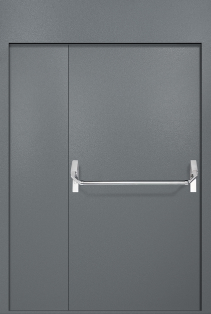 Полуторная противопожарная дверь EI-60 с верхней вставкой и ручкой «Антипаника», окрас по RAL 7001