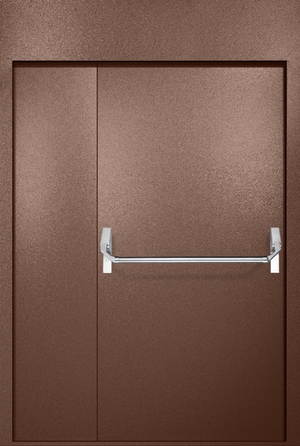 Полуторная противопожарная дверь EI-60 с верхней вставкой и ручкой «Антипаника», окрас по RAL 8016