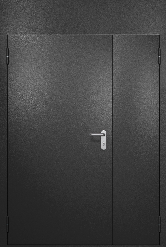 Полуторная противопожарная дверь EI-60 с верхней вставкой и ручкой «Антипаника», окрас по RAL 9004 Полуторная противопожарная дверь EI-60 с верхней вставкой и ручкой «Антипаника», окрас по RAL 9004