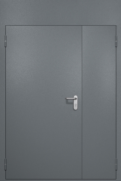 Полуторная противопожарная дверь EI-60 с верхней вставкой, окрас по RAL 7001 Полуторная противопожарная дверь EI-60 с верхней вставкой, окрас по RAL 7001