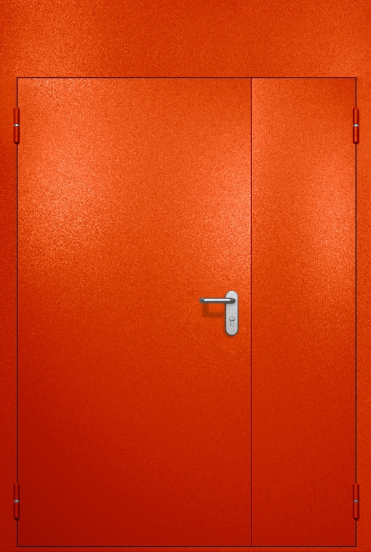 Полуторная противопожарная дверь EI-60 с верхней вставкой и ручкой «Антипаника», окрас по RAL 3003 Полуторная противопожарная дверь EI-60 с верхней вставкой и ручкой «Антипаника», окрас по RAL 3003