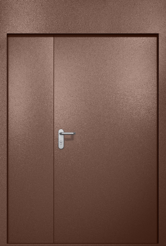 Полуторная противопожарная дверь EI-60 с верхней вставкой, окрас по RAL 8016 Полуторная противопожарная дверь EI-60 с верхней вставкой, окрас по RAL 8016