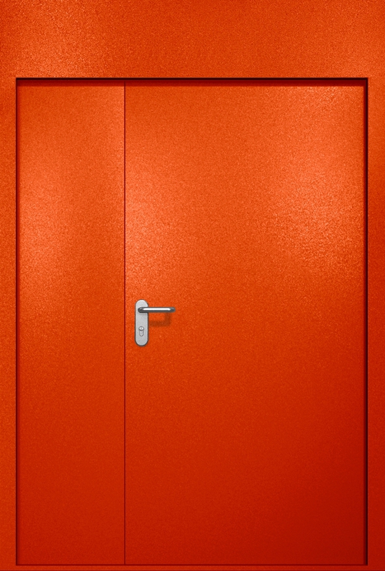 Полуторная противопожарная дверь EI-60 с верхней вставкой, окрас по RAL 3003