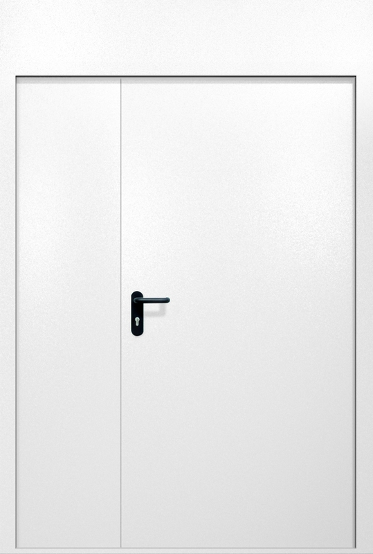 Полуторная противопожарная дверь EI-60 с верхней вставкой, окрас по RAL 9003