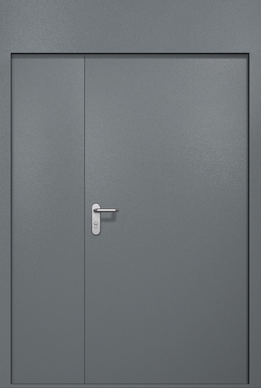 Полуторная противопожарная дверь EI-60 с верхней вставкой, окрас по RAL 7001