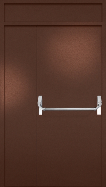 Полуторная противопожарная дверь EI-60 с верхней вставкой и ручкой «Антипаника», окрас по RAL 8016 Полуторная противопожарная дверь EI-60 с верхней вставкой и ручкой «Антипаника», окрас по RAL 8016