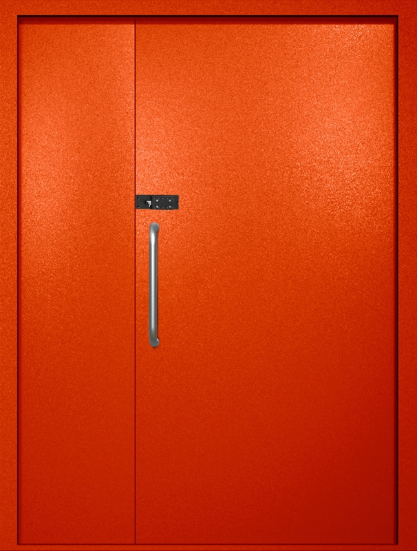 Полуторная техническая дверь с ручкой-скобой и кодовым замком, окрас по RAL 3003 Полуторная техническая дверь с ручкой-скобой и кодовым замком, окрас по RAL 3003