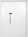 Полуторная техническая дверь с ручкой-скобой и кодовым замком, окрас по RAL 9003