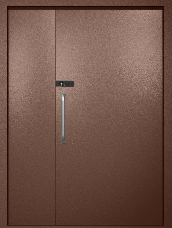 Полуторная техническая дверь с ручкой-скобой и кодовым замком, окрас по RAL 8016