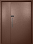 Полуторная техническая дверь с ручкой-скобой и кодовым замком, окрас по RAL 8016