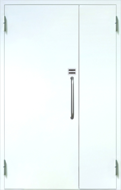 Полуторная противопожарная дверь EI-60 с ручкой-скобой и кодовым замком, окрас по RAL 9003