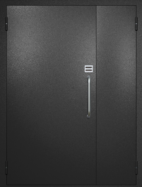 Полуторная техническая дверь с ручкой-скобой и кодовым замком, окрас по RAL 9004 Полуторная техническая дверь с ручкой-скобой и кодовым замком, окрас по RAL 9004