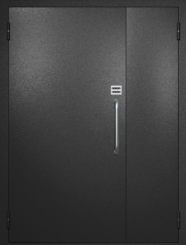 Полуторная техническая дверь с ручкой-скобой и кодовым замком, окрас по RAL 9004 Полуторная техническая дверь с ручкой-скобой и кодовым замком, окрас по RAL 9004