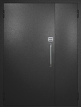 Полуторная техническая дверь с ручкой-скобой и кодовым замком, окрас по RAL 9004