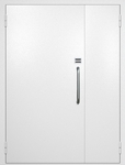 Полуторная техническая дверь с ручкой-скобой и кодовым замком, окрас по RAL 9003