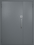 Полуторная техническая дверь с ручкой-скобой и кодовым замком, окрас по RAL 7001