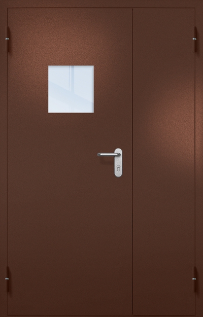 Полуторная противопожарная дверь EI-60 с квадратным стеклопакетом, окрас по RAL 8016 Полуторная противопожарная дверь EI-60 с квадратным стеклопакетом, окрас по RAL 8016