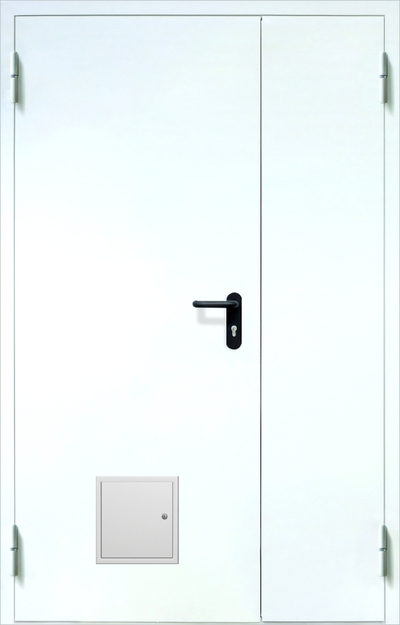 Полуторная противопожарная дверь EI-60 со стыковочным узлом снизу, окрас по RAL 9003