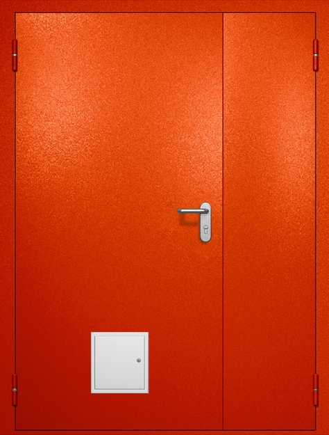 Полуторная противопожарная дверь EI-60 со стыковочным узлом снизу, окрас по RAL 3003 Полуторная противопожарная дверь EI-60 со стыковочным узлом снизу, окрас по RAL 3003