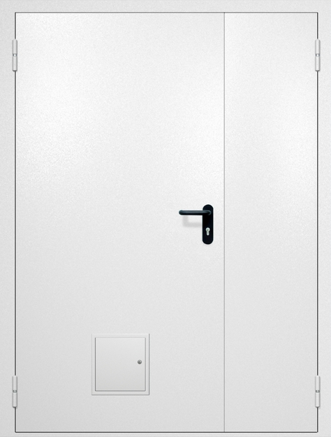 Полуторная противопожарная дверь EI-60 со стыковочным узлом снизу, окрас по RAL 9003 Полуторная противопожарная дверь EI-60 со стыковочным узлом снизу, окрас по RAL 9003