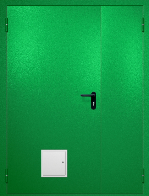 Полуторная противопожарная дверь EI-60 со стыковочным узлом снизу, окрас по RAL 6037