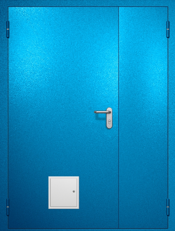 Полуторная противопожарная дверь EI-60 со стыковочным узлом снизу, окрас по RAL 5002