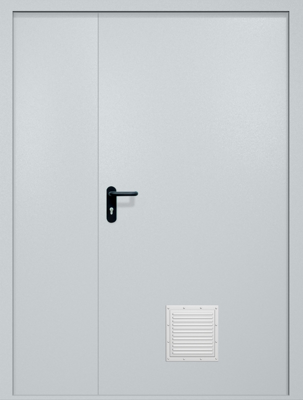 Полуторная противопожарная дверь EI-60 со стыковочным узлом снизу, окрас по RAL