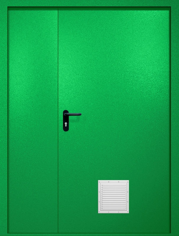 Полуторная противопожарная дверь EI-60 со стыковочным узлом снизу, окрас по RAL 6037