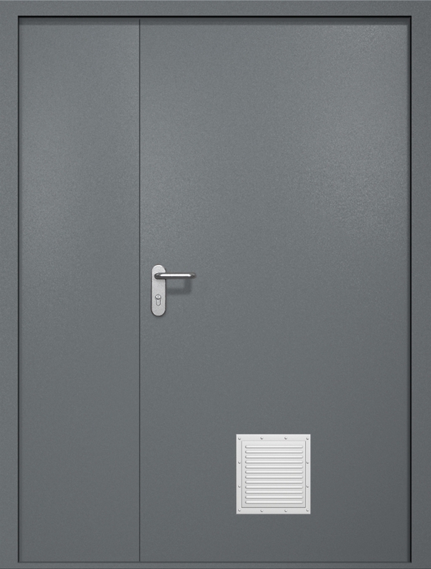 Полуторная противопожарная дверь EI-60 со стыковочным узлом снизу, окрас по RAL 7001 Полуторная противопожарная дверь EI-60 со стыковочным узлом снизу, окрас по RAL 7001