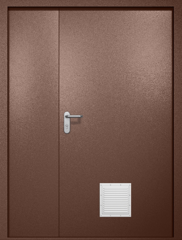 Полуторная противопожарная дверь EI-60 со стыковочным узлом снизу, окрас по RAL 8016 Полуторная противопожарная дверь EI-60 со стыковочным узлом снизу, окрас по RAL 8016