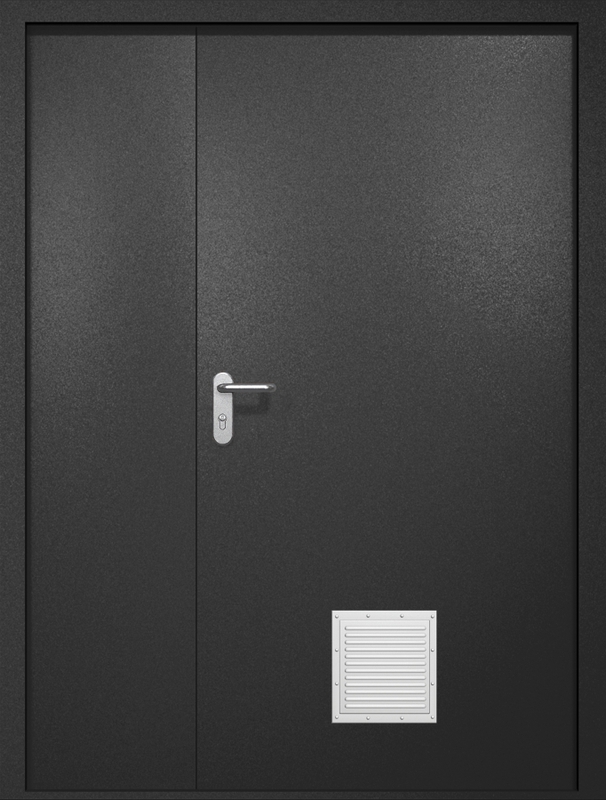Полуторная противопожарная дверь EI-60 со стыковочным узлом снизу, окрас по RAL 9004 Полуторная противопожарная дверь EI-60 со стыковочным узлом снизу, окрас по RAL 9004