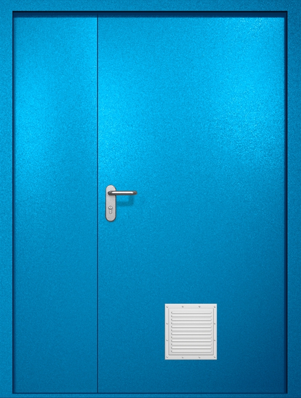 Полуторная противопожарная дверь EI-60 со стыковочным узлом снизу, окрас по RAL 5002