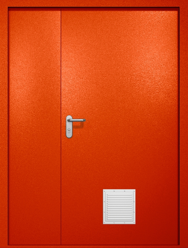 Полуторная противопожарная дверь EI-60 со стыковочным узлом снизу, окрас по RAL 3003 Полуторная противопожарная дверь EI-60 со стыковочным узлом снизу, окрас по RAL 3003