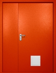 Полуторная противопожарная дверь EI-60 со стыковочным узлом снизу, окрас по RAL 3003