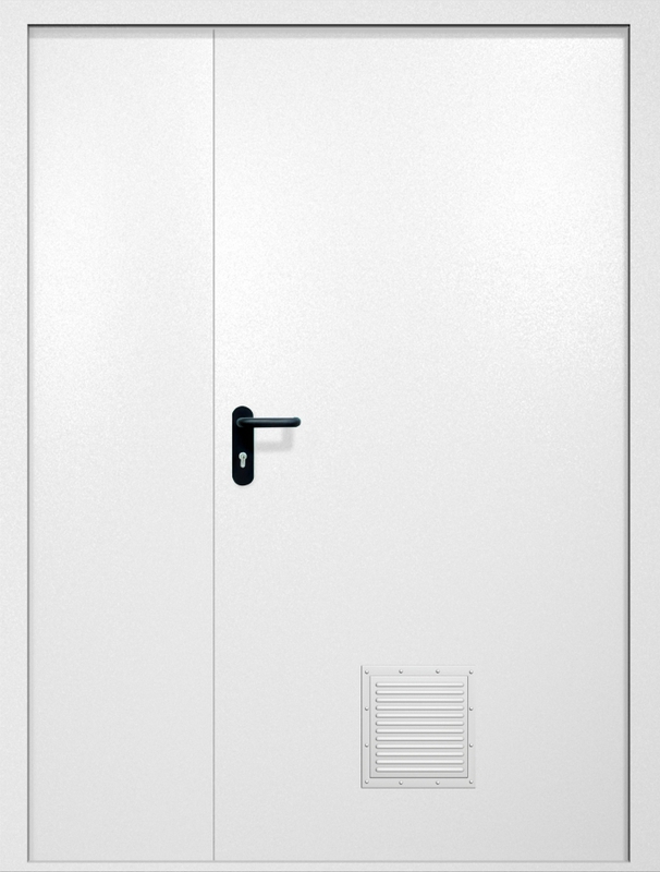 Полуторная противопожарная дверь EI-60 со стыковочным узлом снизу, окрас по RAL 9003 Полуторная противопожарная дверь EI-60 со стыковочным узлом снизу, окрас по RAL 9003