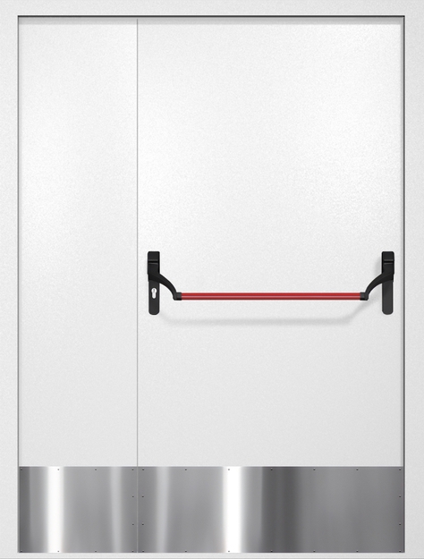 Полуторная противопожарная дверь EI-60 с отбойниками и ручкой «Антипаника», окрас по RAL 9003 Полуторная противопожарная дверь EI-60 с отбойниками и ручкой «Антипаника», окрас по RAL 9003