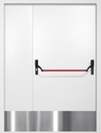 Полуторная противопожарная дверь EI-60 с отбойниками и ручкой «Антипаника», окрас по RAL 9003