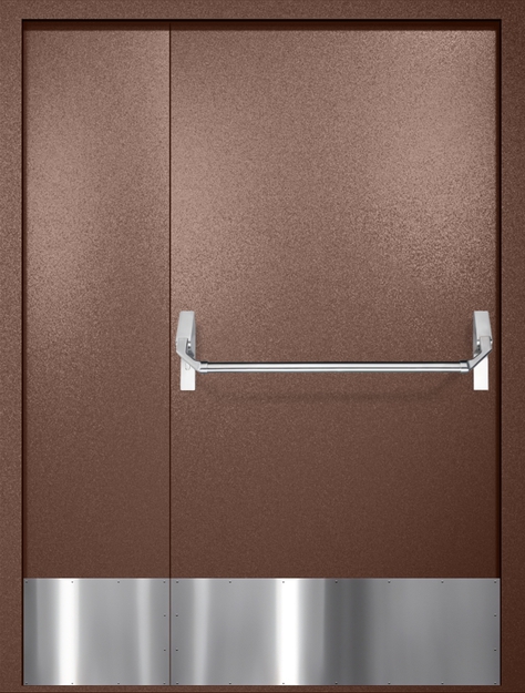 Полуторная противопожарная дверь EI-60 с отбойниками и ручкой «Антипаника», окрас по RAL 8016 Полуторная противопожарная дверь EI-60 с отбойниками и ручкой «Антипаника», окрас по RAL 8016