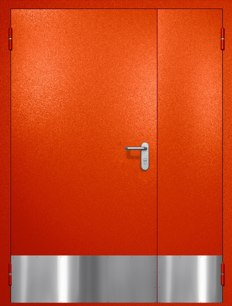 Полуторная противопожарная дверь EI-60 с отбойниками, окрас по RAL 3003 Полуторная противопожарная дверь EI-60 с отбойниками, окрас по RAL 3003